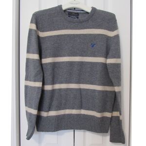 American Eagle Mens Gray Striped Sweater Sz Medium Athletic Fit
